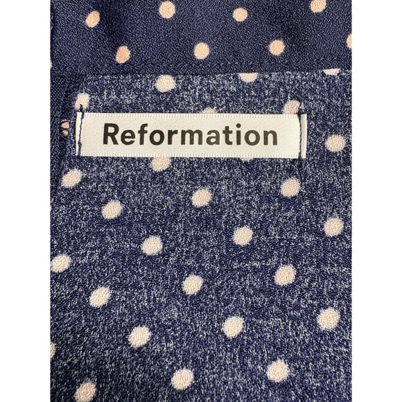 Reformation Polka Dot Midi Skirt Navy Size 6 - Picture 4 of 8